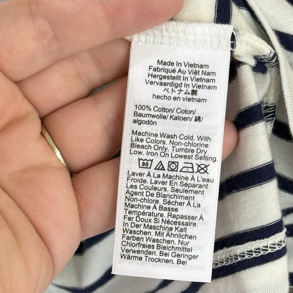 J. Crew Vintage Jersey Johnny-Collar Shirt Navy White Stripe Womens Size Large - Picture 3 of 8